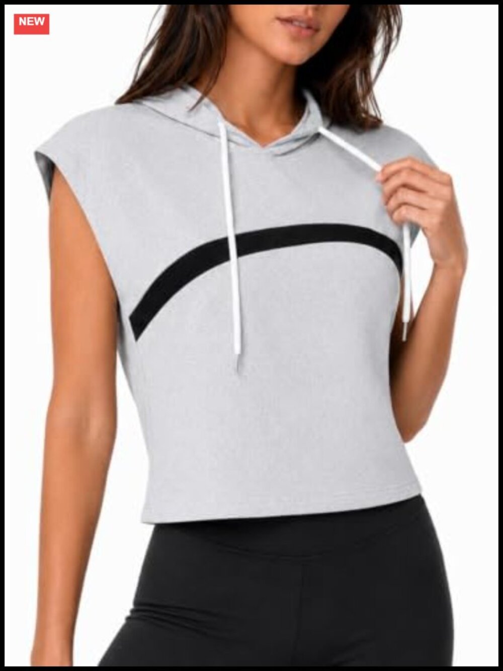 Womens Sleeveless Hoodie Crop Muscle Tank Gym Workout Top